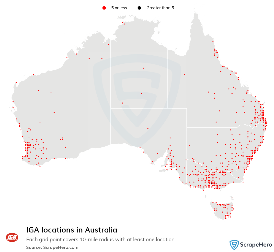 Map of IGA stores in Australia