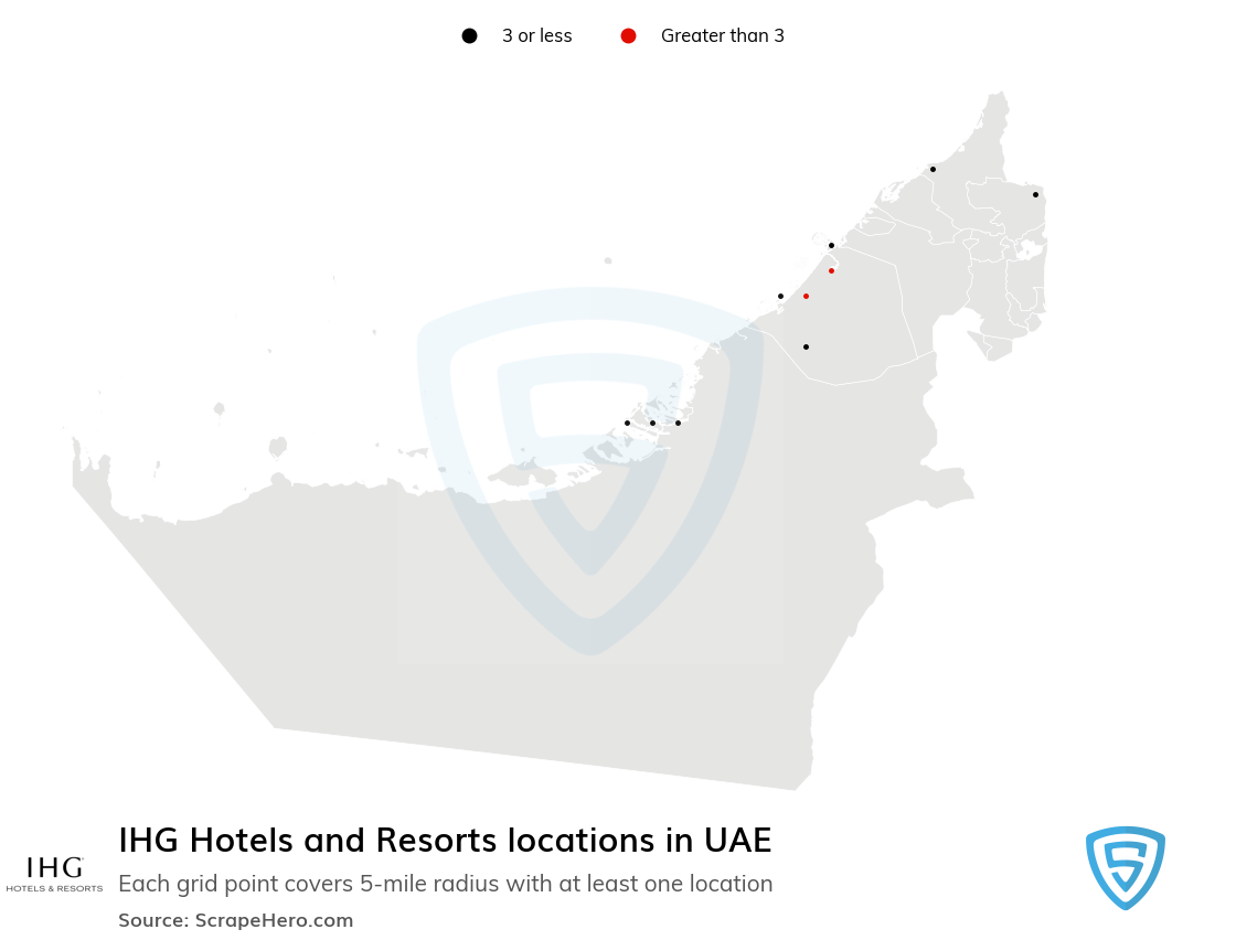 Map of IHG Hotels and Resorts locations in United Arab Emirates