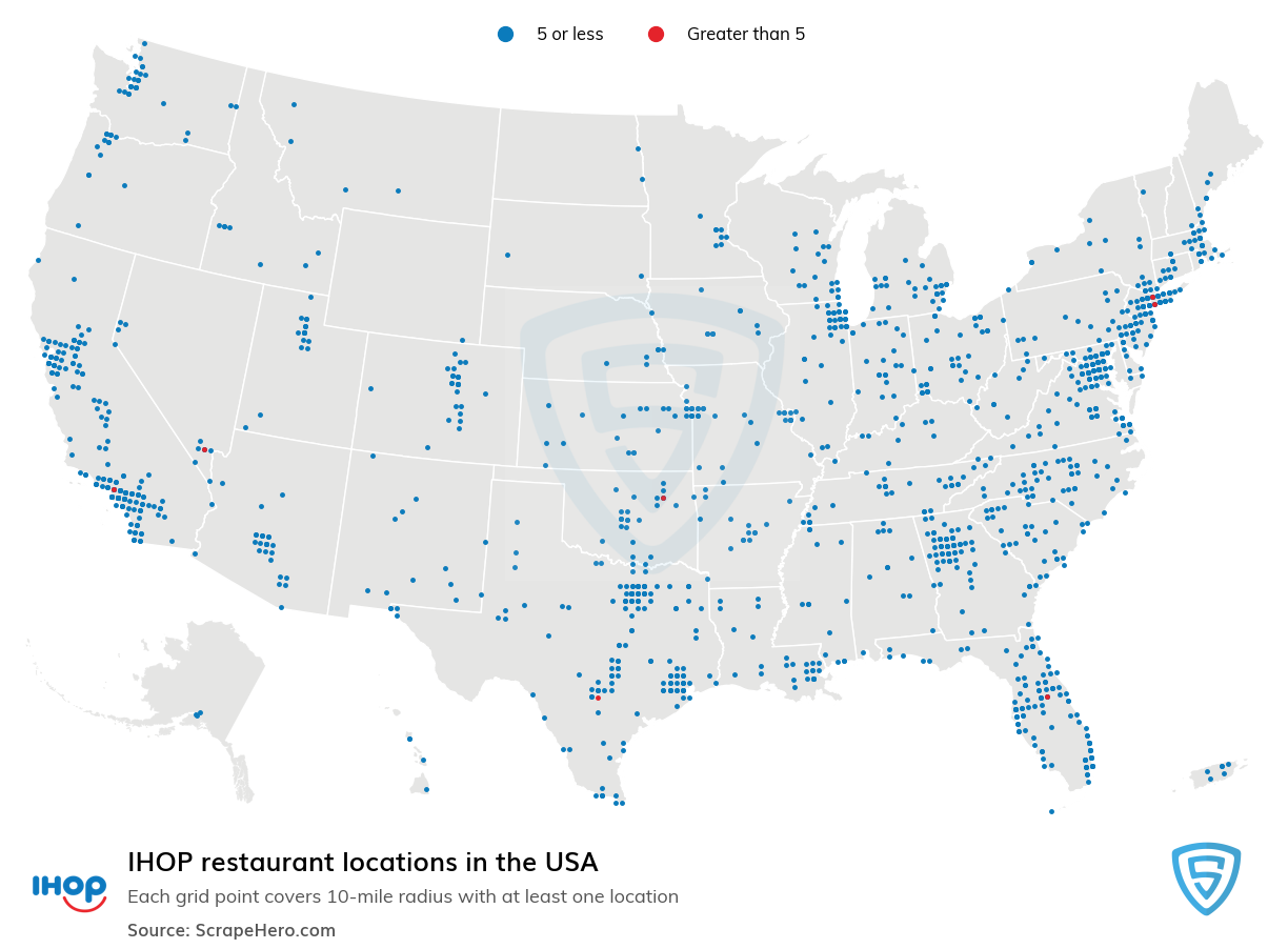 Map of IHOP locations in the United States in 2022