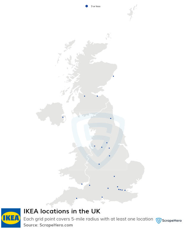 Map of IKEA stores in the United Kingdom