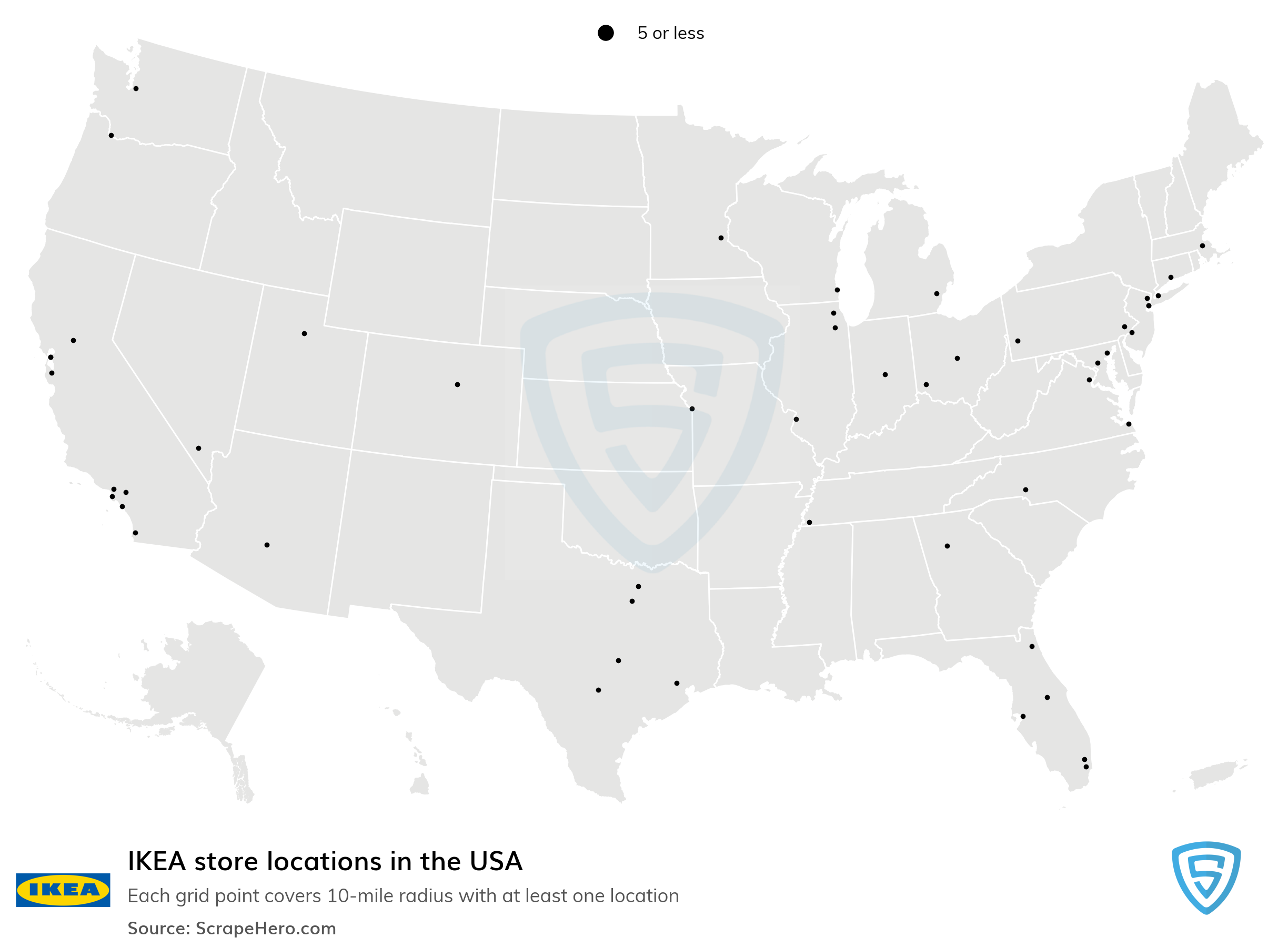 of IKEA locations in the USA in 2023 |