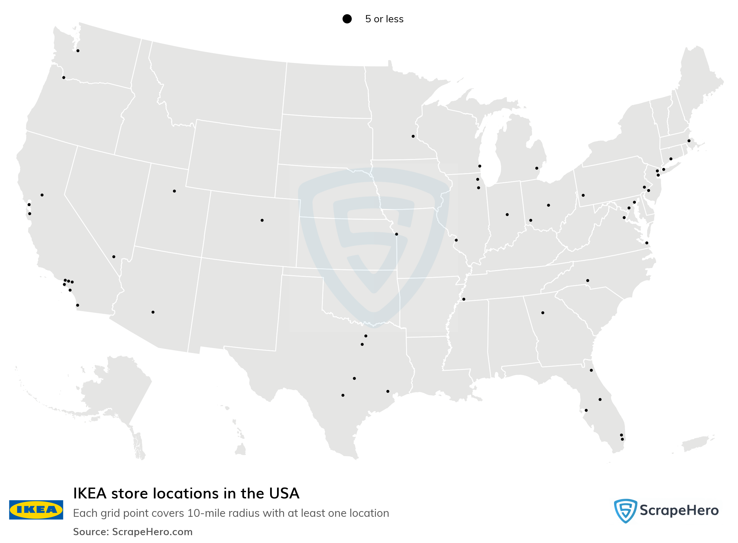 of IKEA locations in the USA in 2023 |