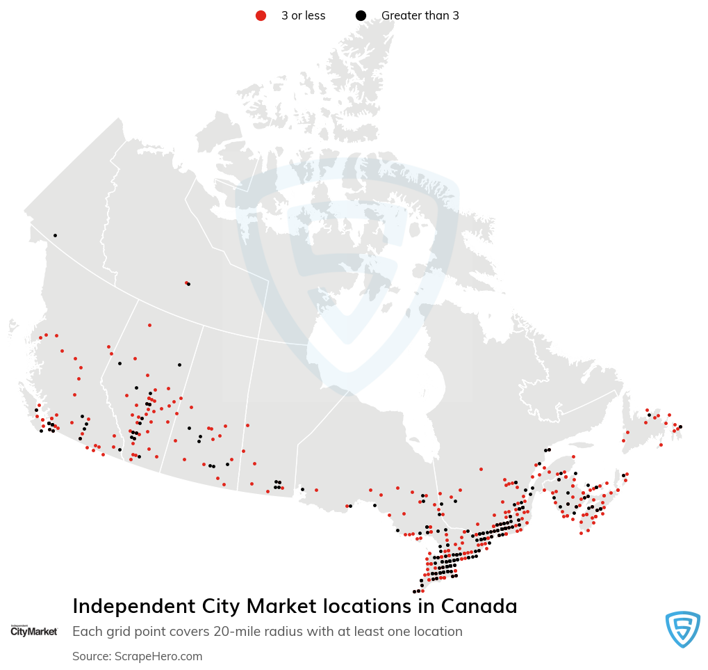 Map of Independent City Market stores in Canada