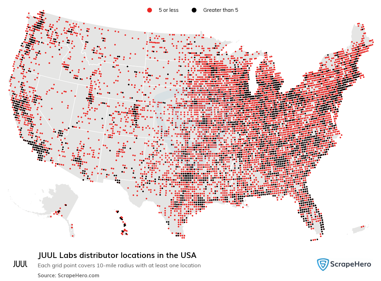 JUUL Labs distributor locations