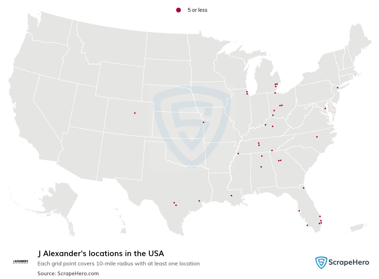 J Alexander's locations