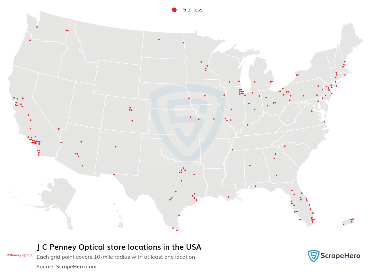 J C Penney Optical store locations