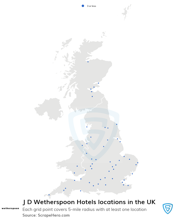 J D Wetherspoon Hotels locations