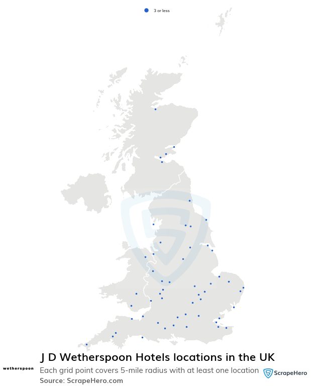 J D Wetherspoon Hotels locations