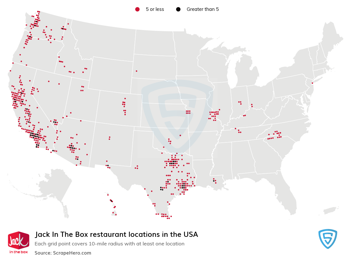 Map of Jack In The Box stores in the United States