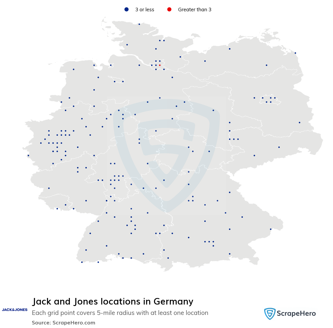 Map of Jack and Jones stores in Germany