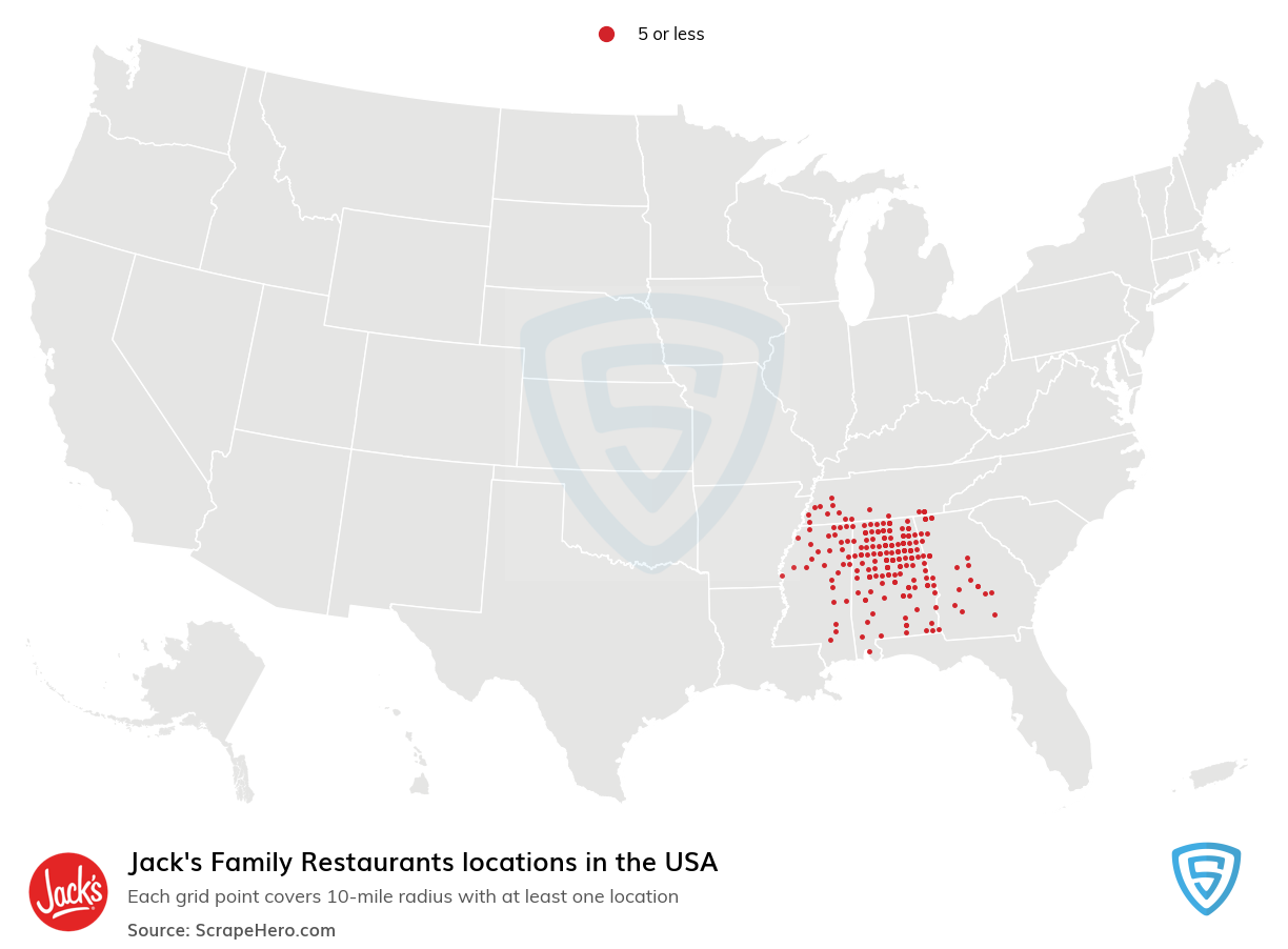 Map of  locations in the United States in 2024