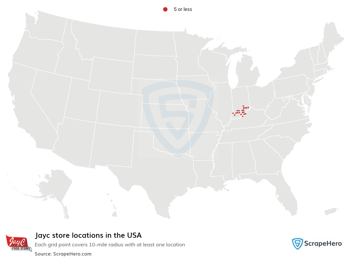 Map of Jayc stores in the United States