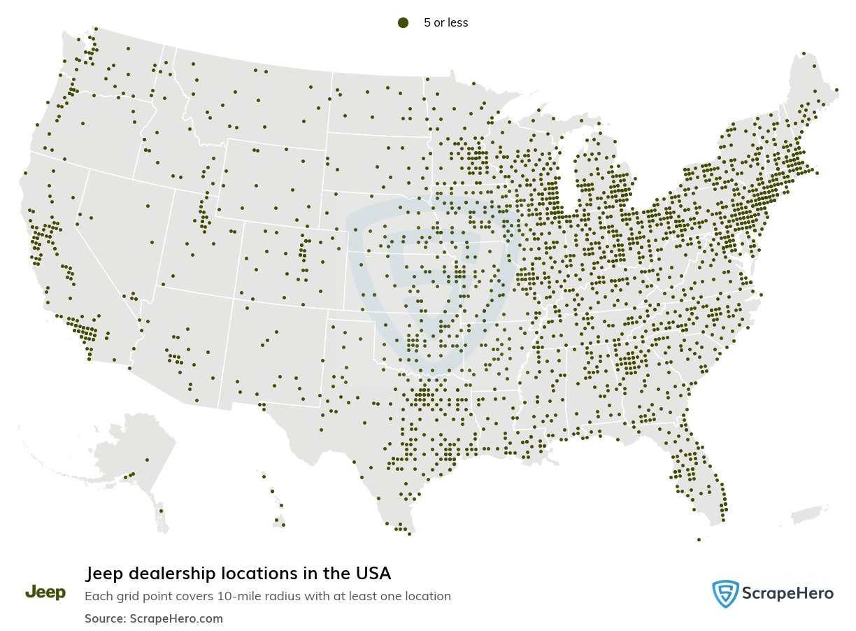 Map of  locations in the United States in 2025
