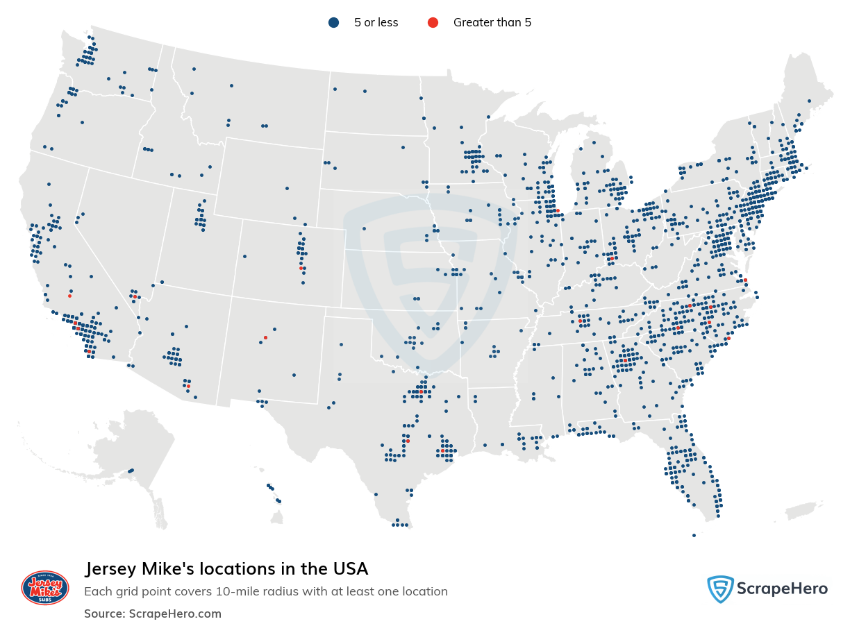 Map of  locations in the United States in 2025