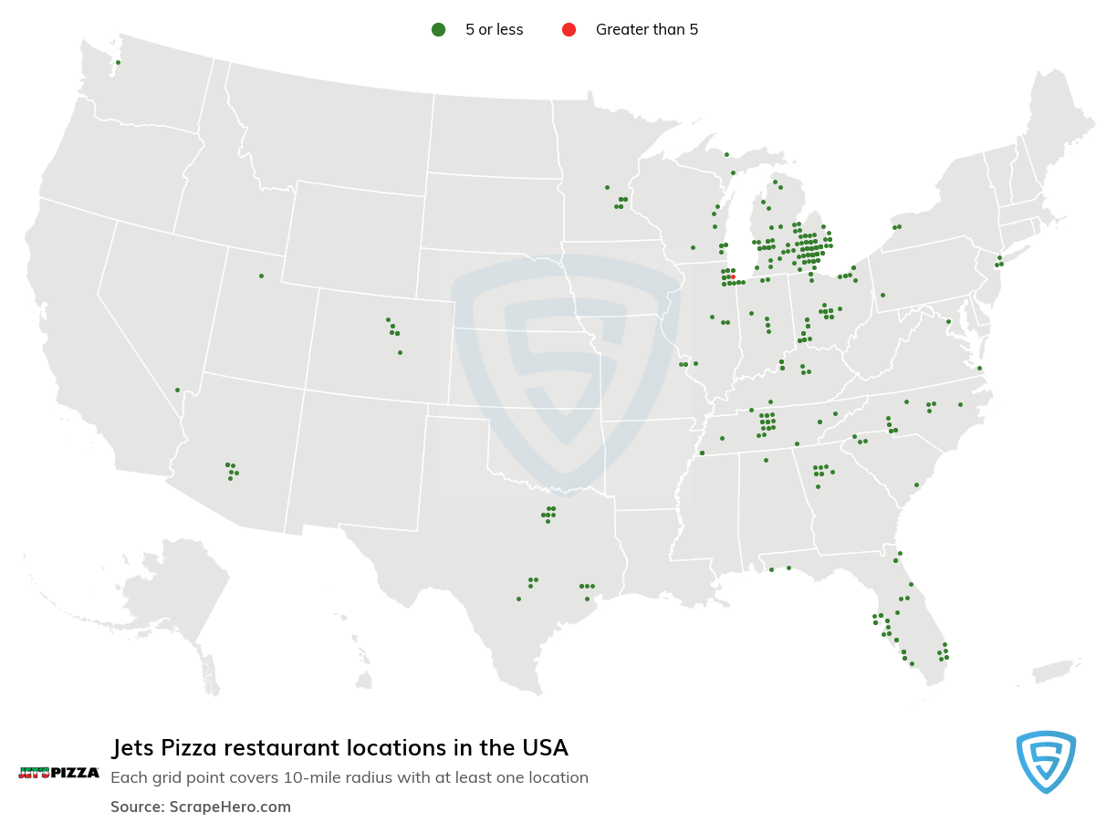 Map of  locations in the United States in 2024