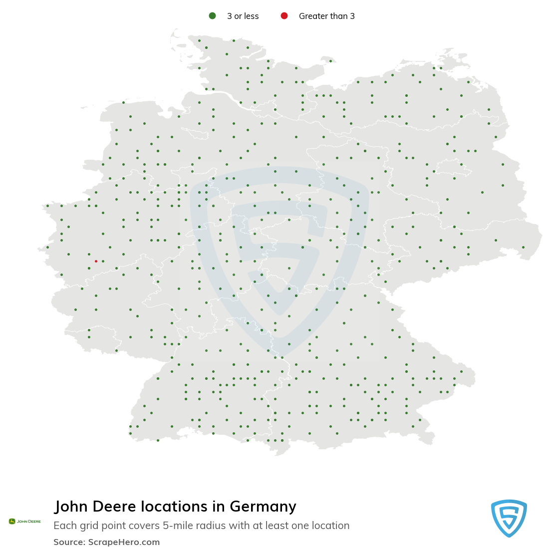 Map of John Deere locations in Germany