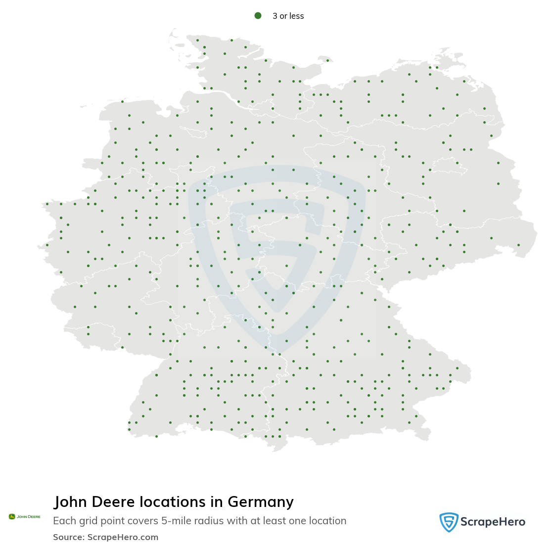 Map of John Deere dealers in Germany