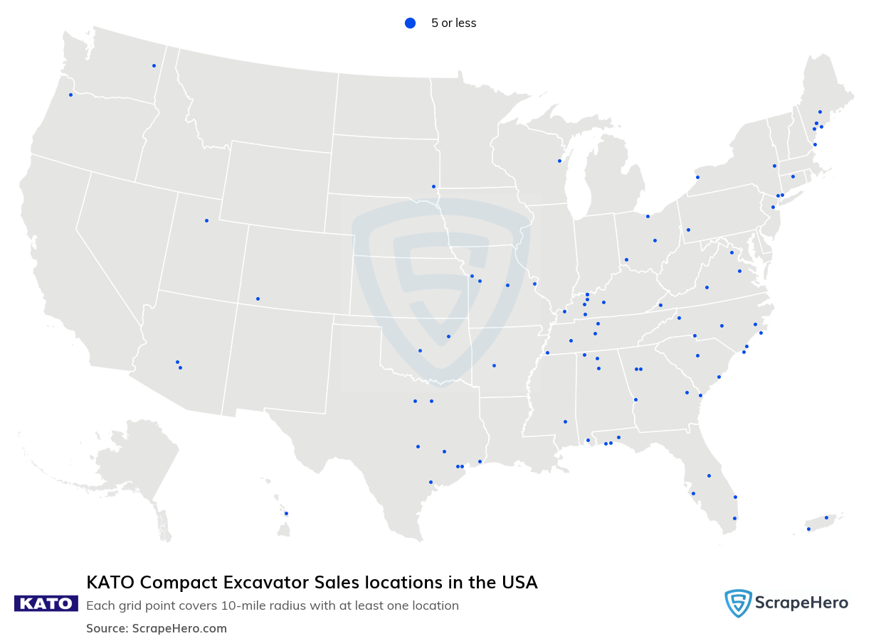 KATO Compact Excavator Sales locations