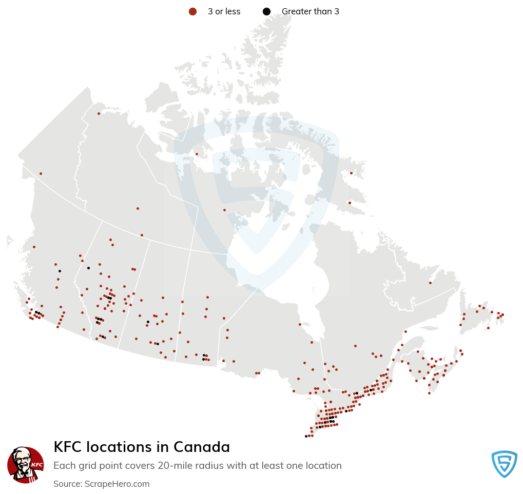 Map of  locations in Canada in 2025