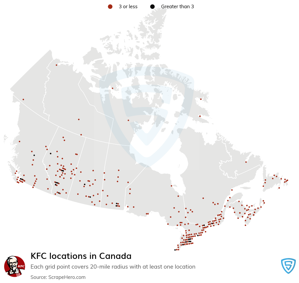 Map of  locations in Canada in 2024