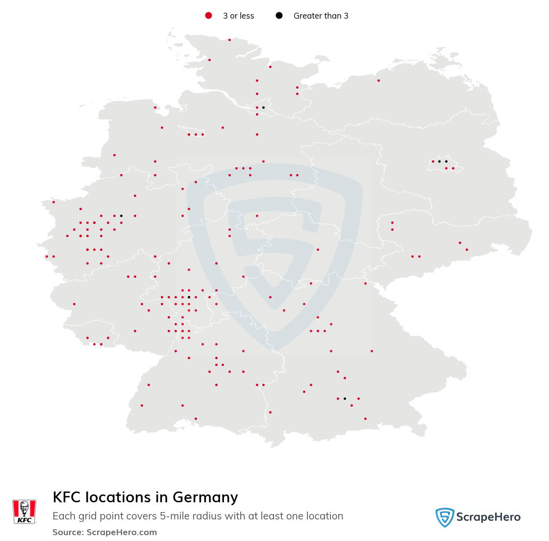 Map of KFC restaurants in Germany