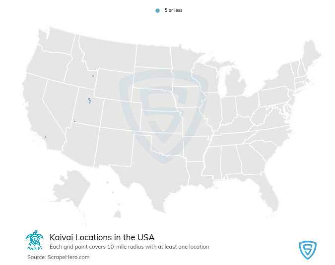 Map of Kaivai stores in the United States