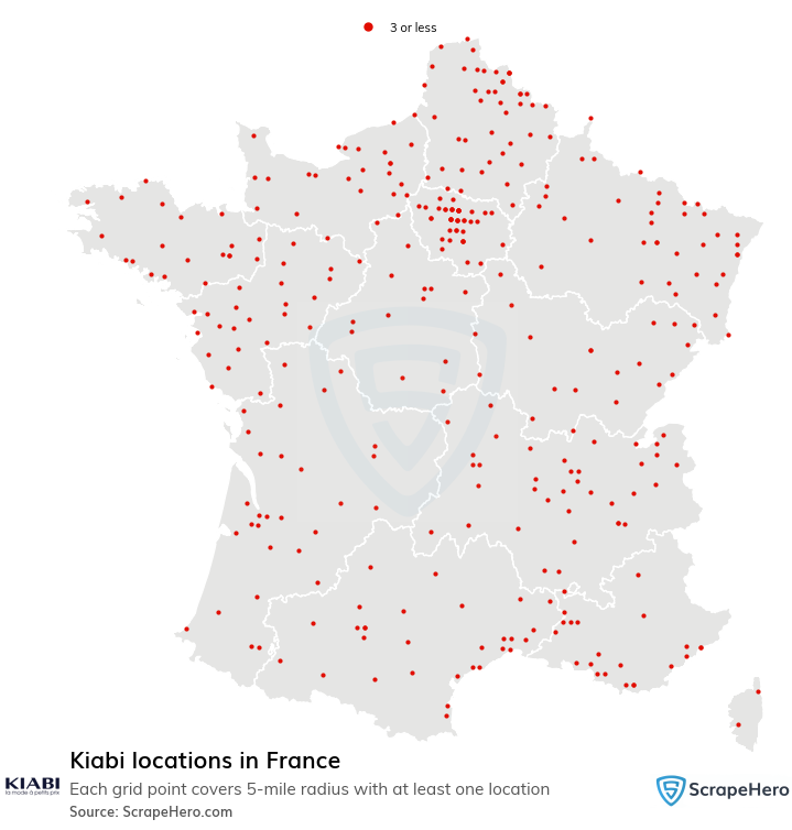 Map of Kiabi locations in France