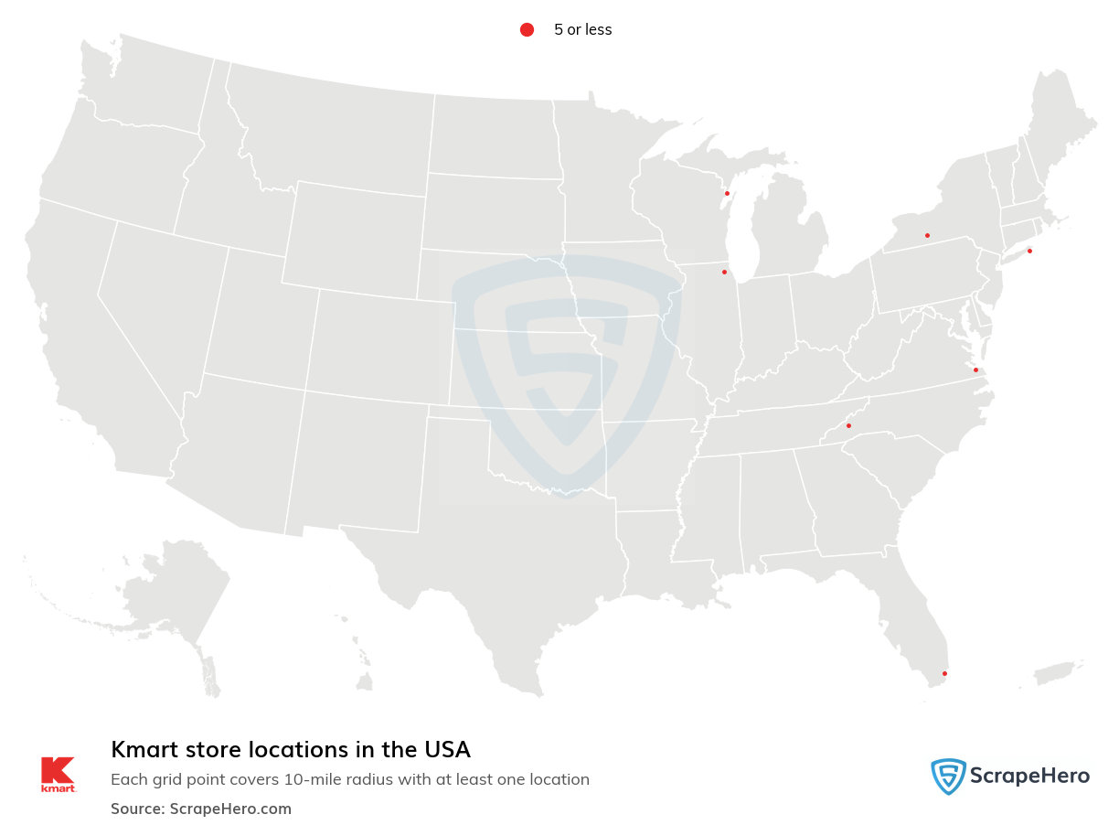 Map of Kmart stores in the United States