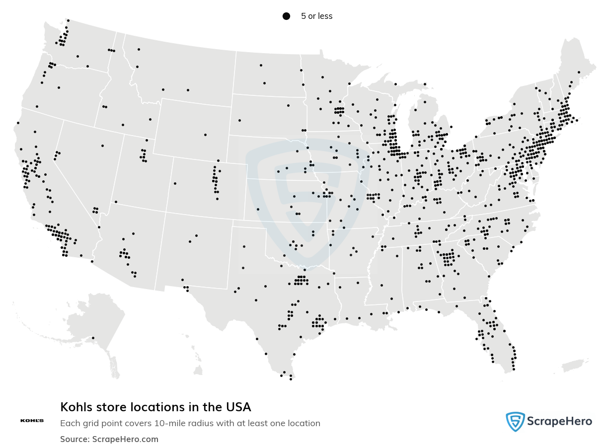 Map of  locations in the United States in 2024