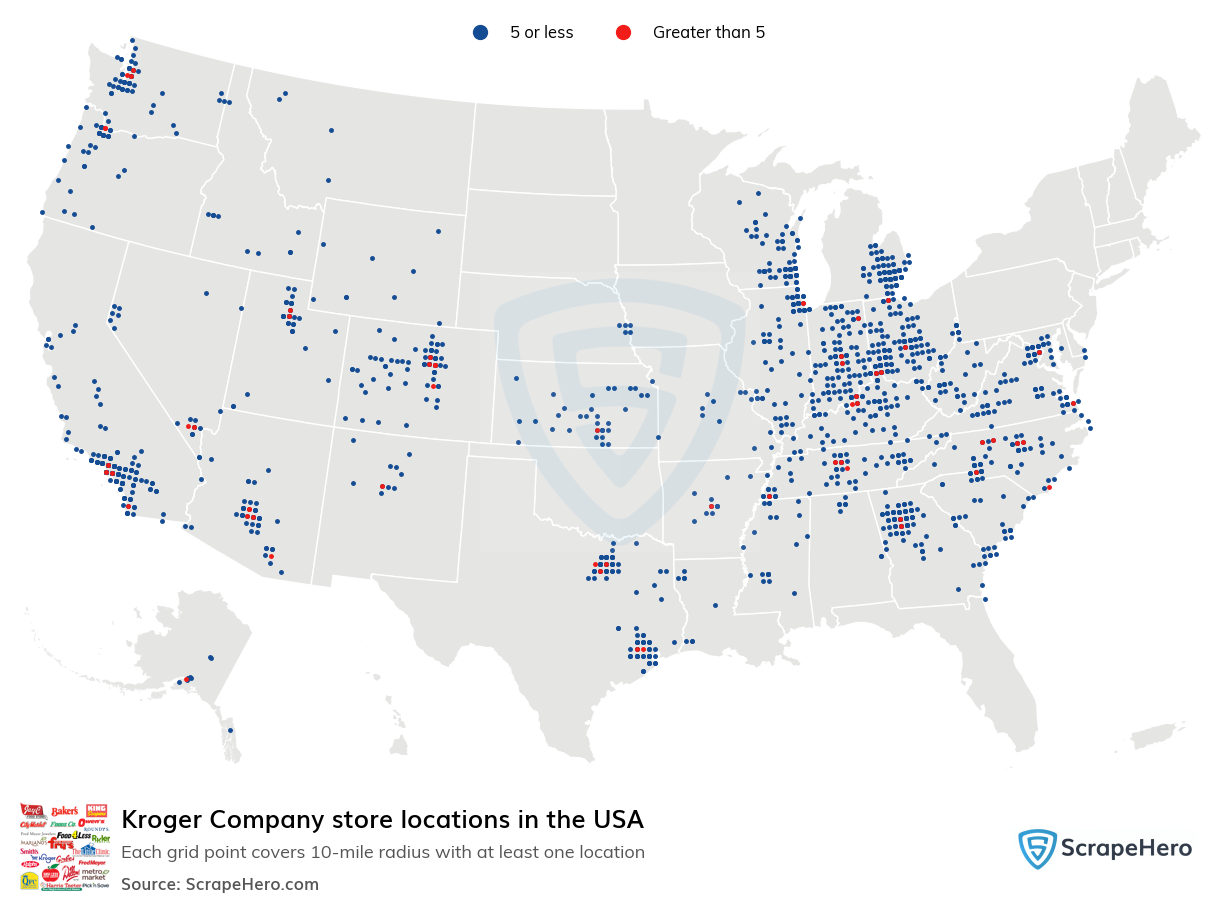 Map of Kroger Company stores in the United States