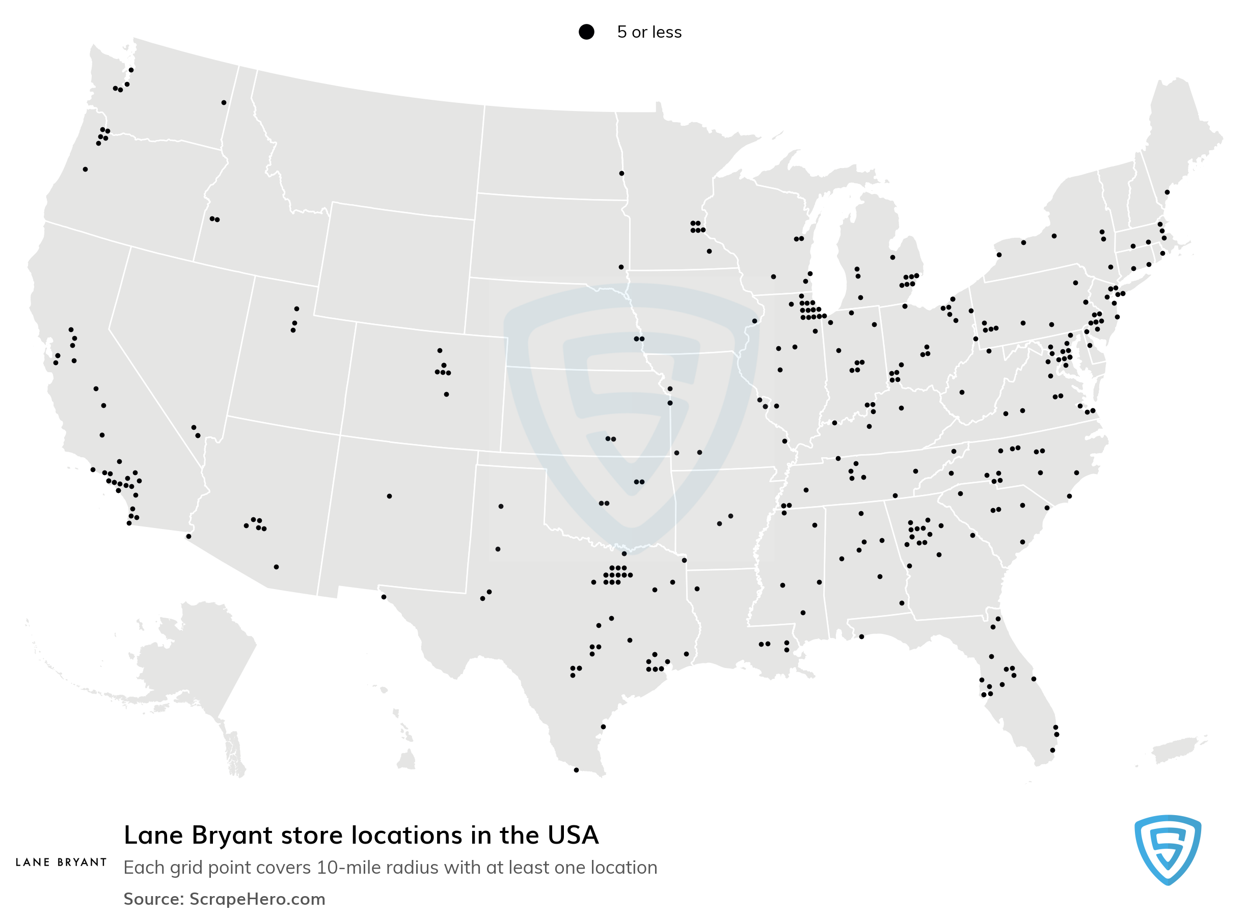 Number of Lane Bryant locations in the USA in 2024