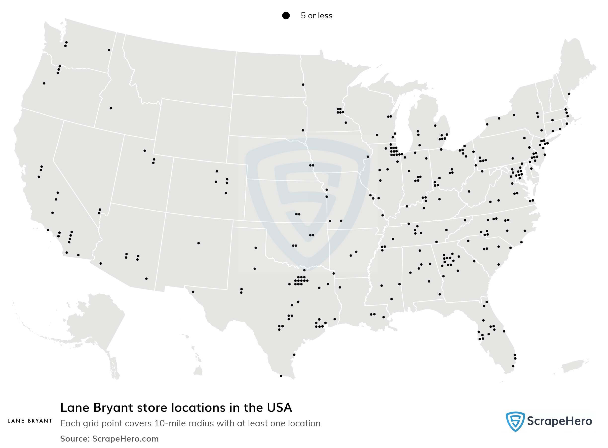 Number of Lane Bryant locations in the USA in 2024