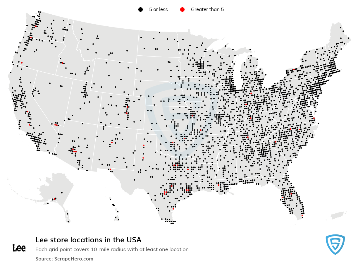 Map of  locations in the United States in 2025