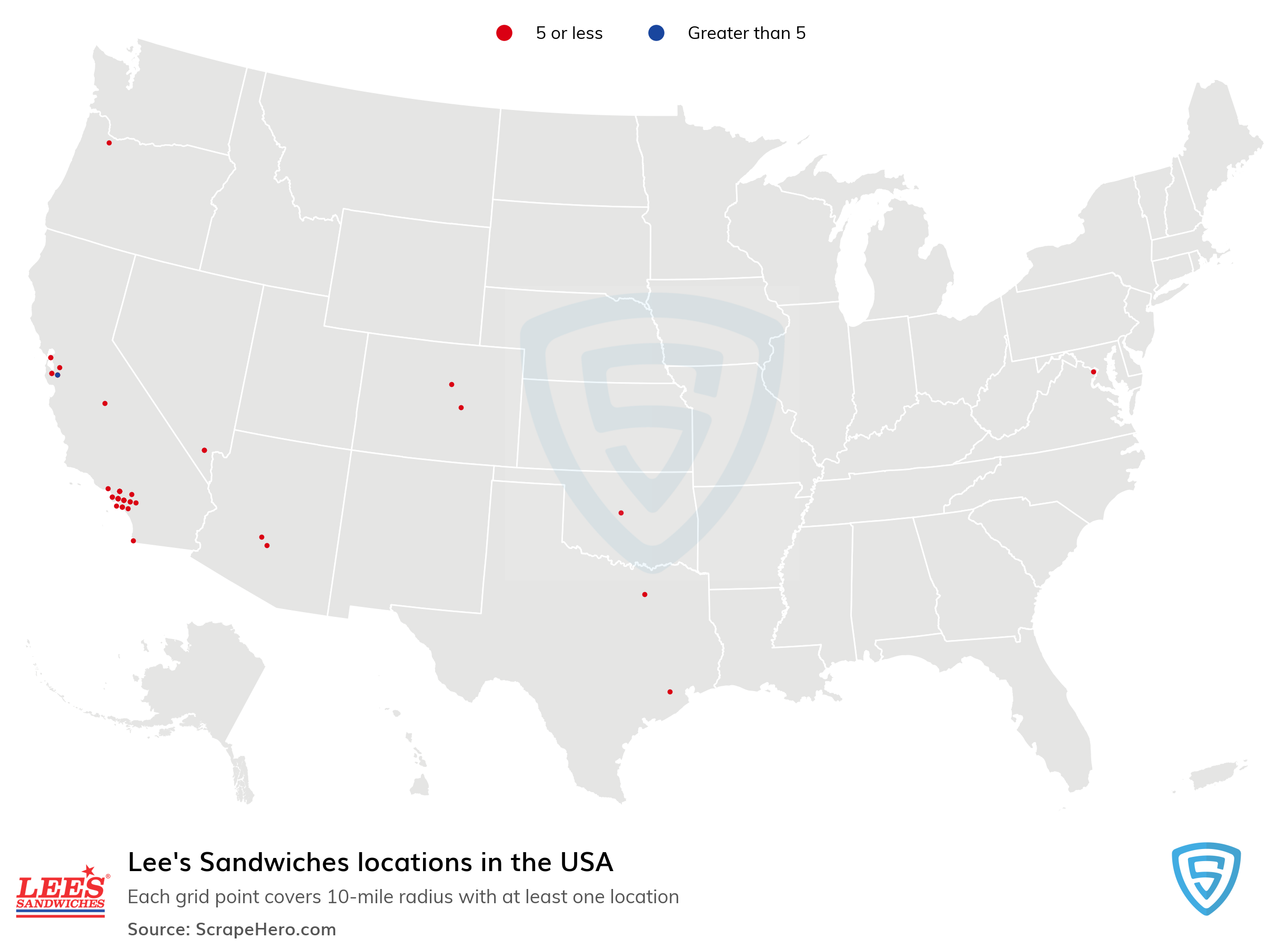 Number of Lee's Sandwiches locations in the USA in 2023 | ScrapeHero