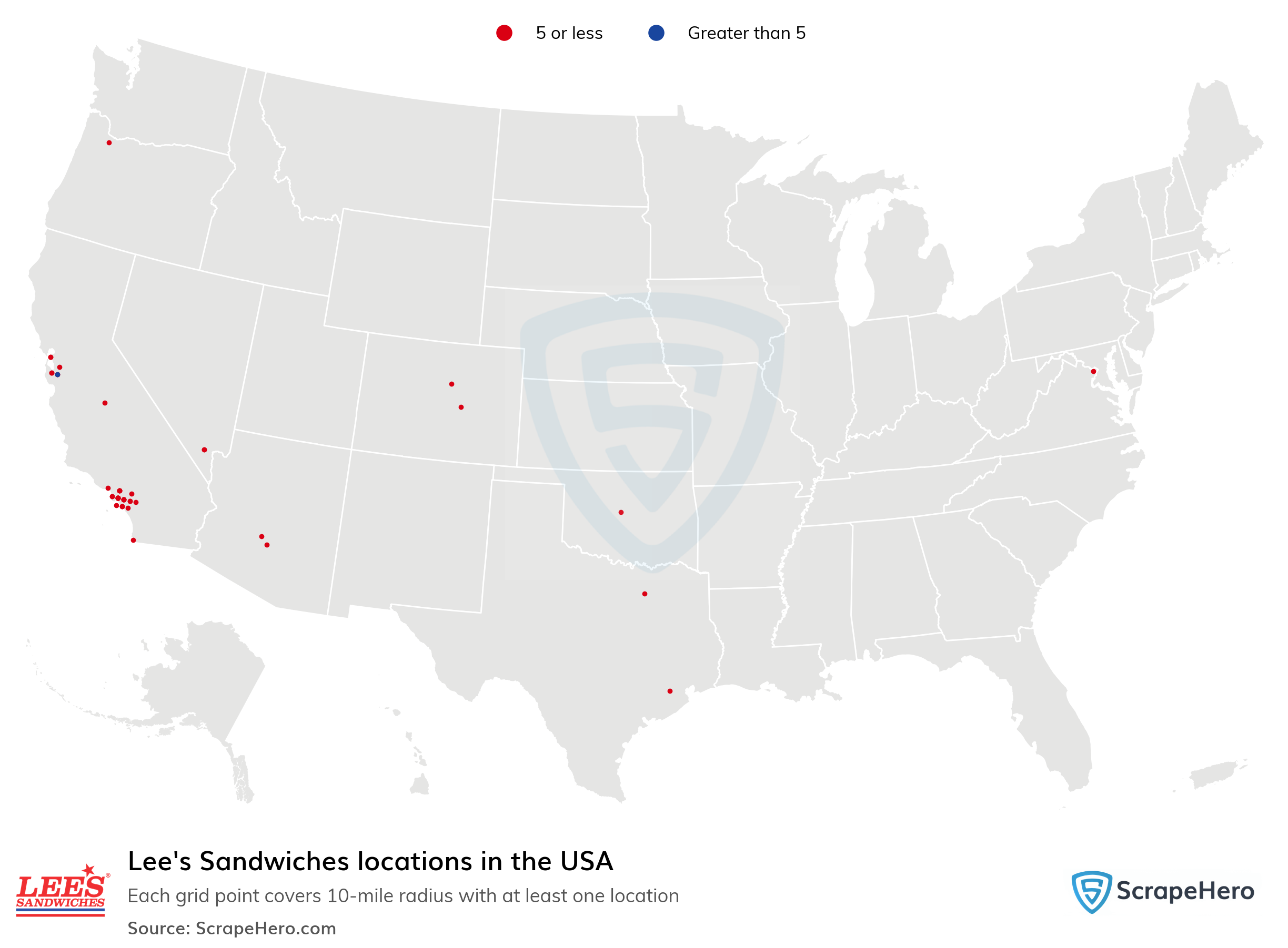 Number of Lee's Sandwiches locations in the USA in 2023 | ScrapeHero