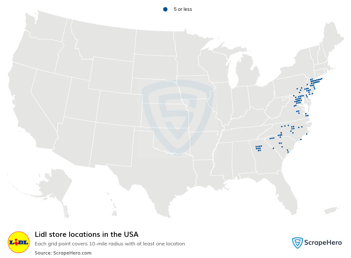 Map of  locations in the United States in 2024