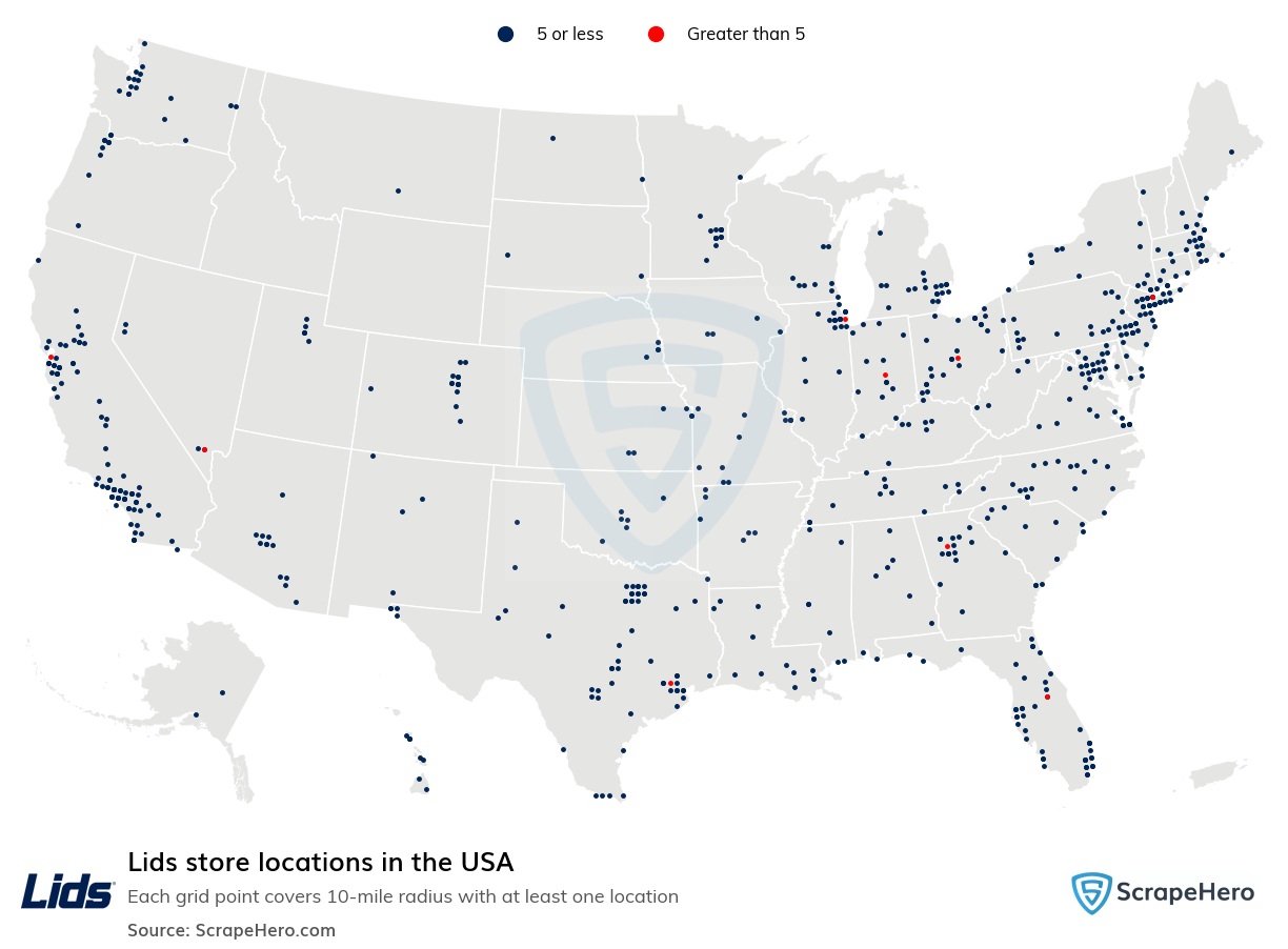 Map of  locations in the United States in 2025