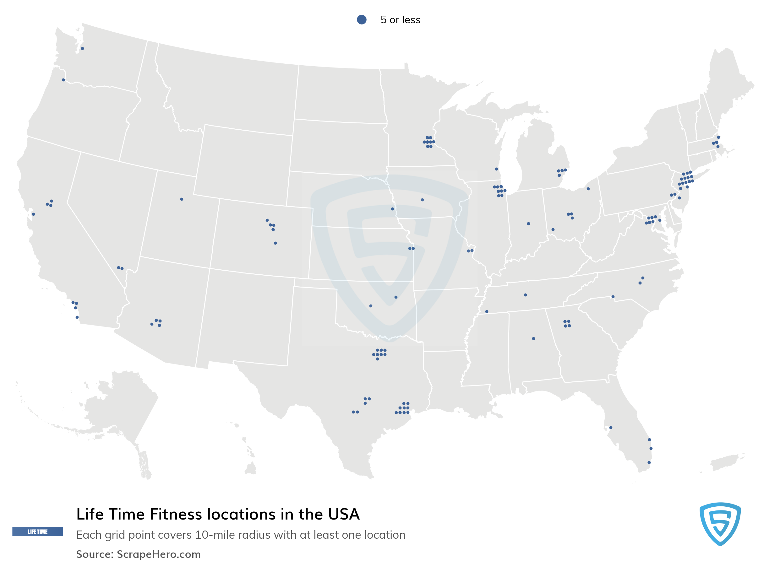 Number of Life Time Fitness locations in the USA in 2024