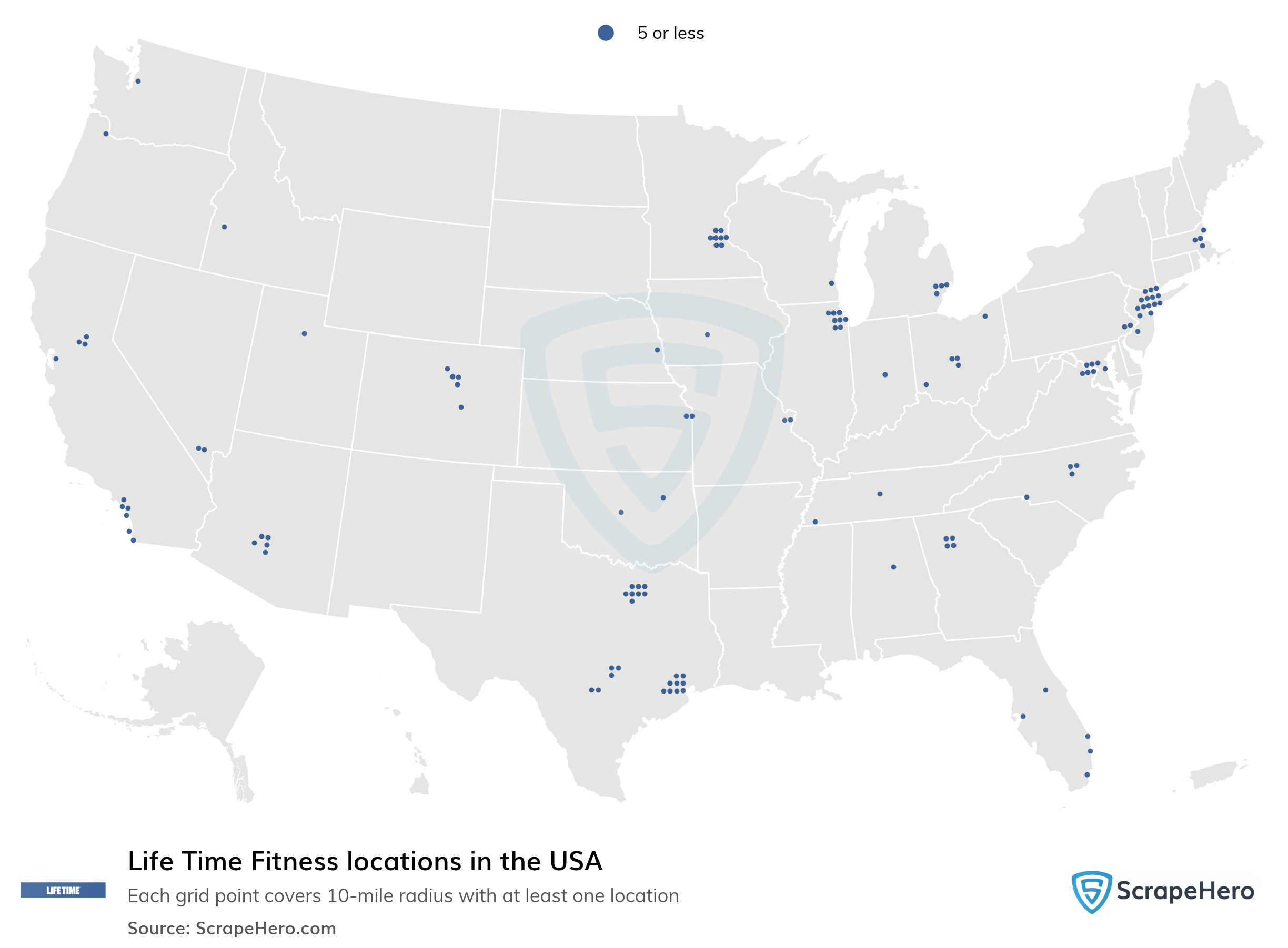 Number of Life Time Fitness locations in the USA in 2024