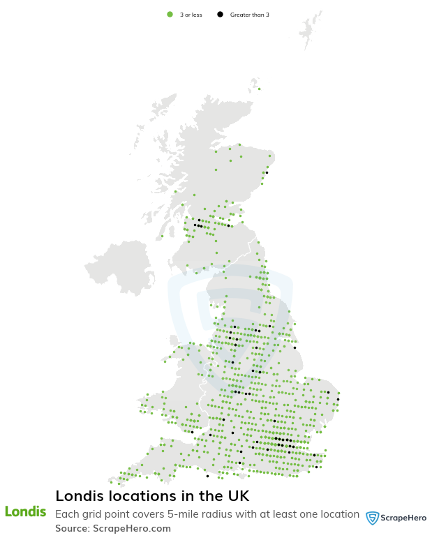 Map of  locations in the United Kingdom in 2024