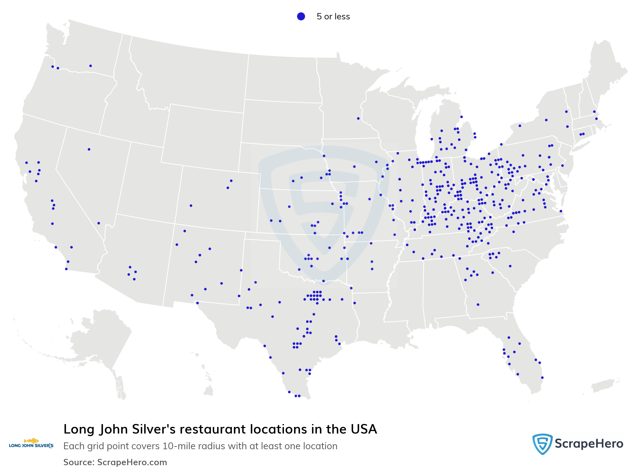 Number of Long John Silver's locations in the USA in 2023