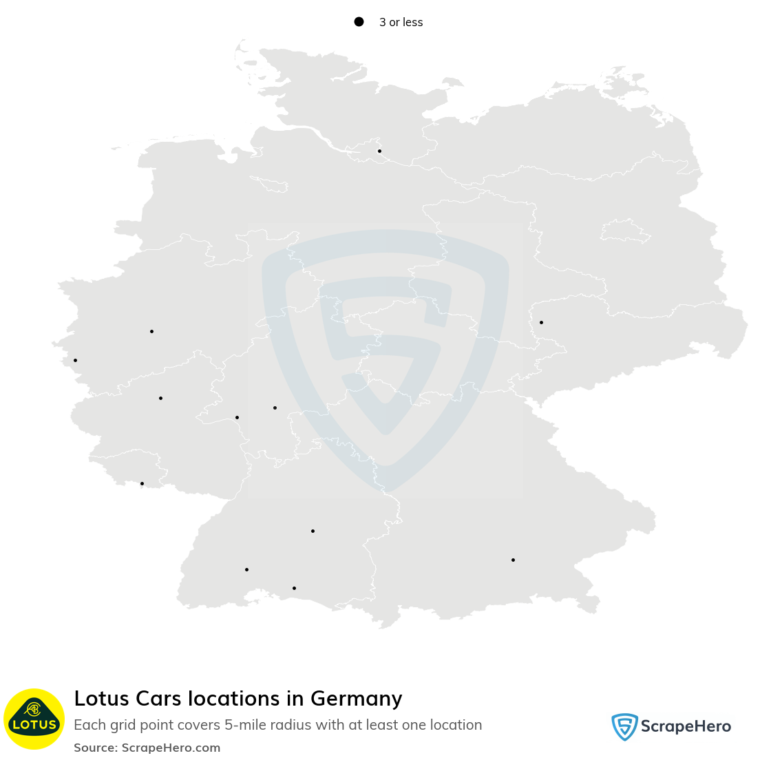 Map of Lotus Cars locations in Germany