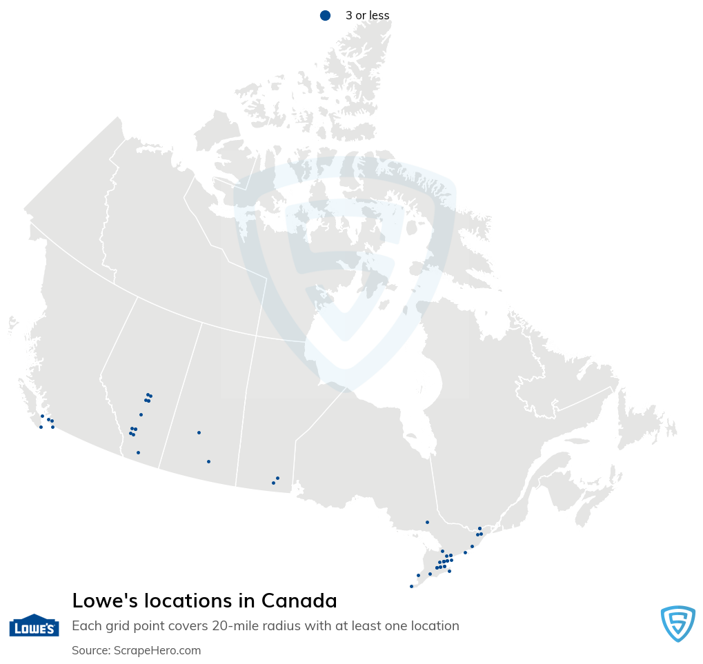 Map of Lowe's stores in Canada
