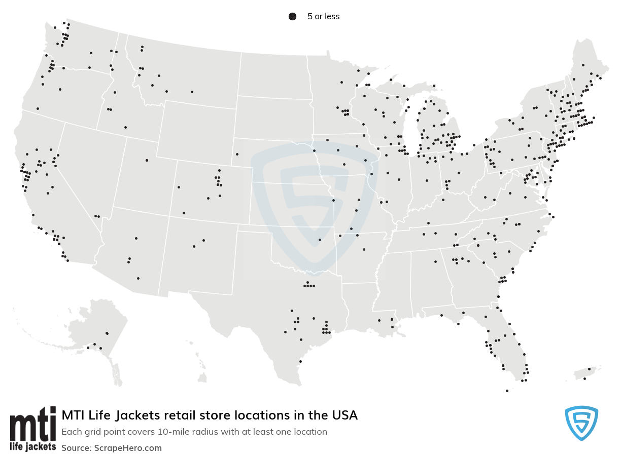 Map of  locations in the United States in 2023