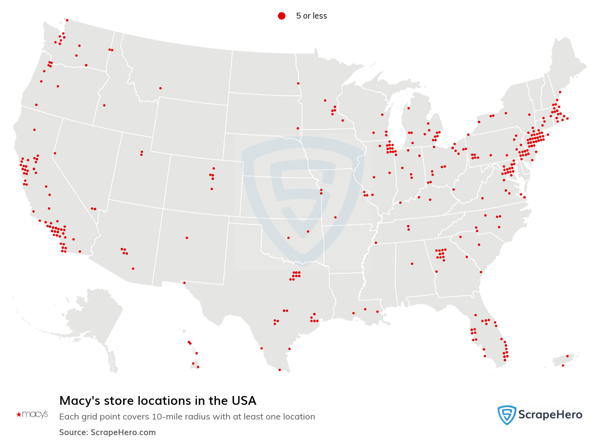Map of  locations in the United States in 2025
