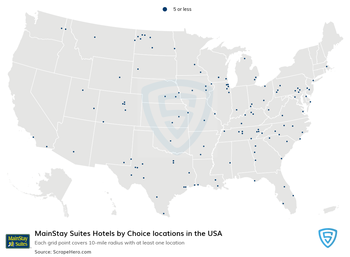MainStay Suites Hotels by Choice locations