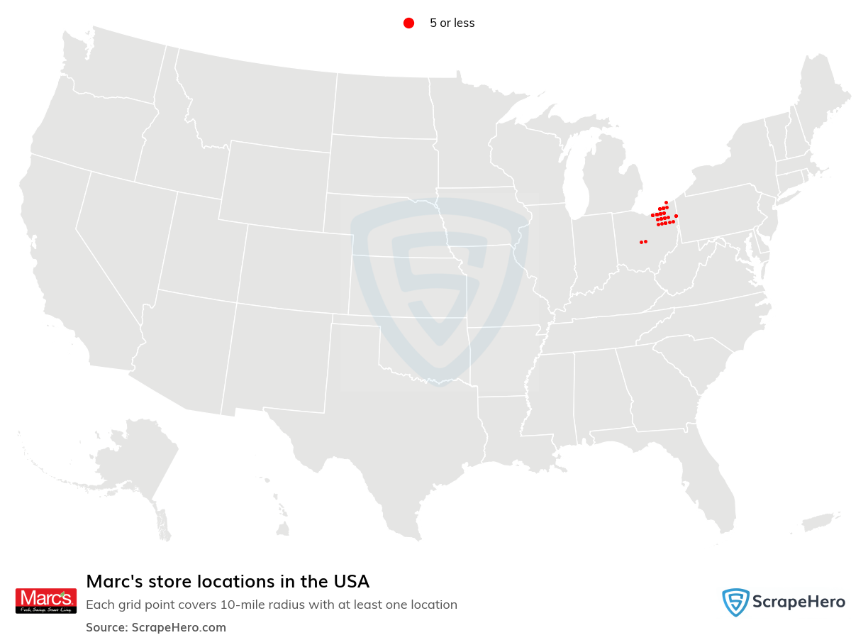 Map of  locations in the United States in 2025