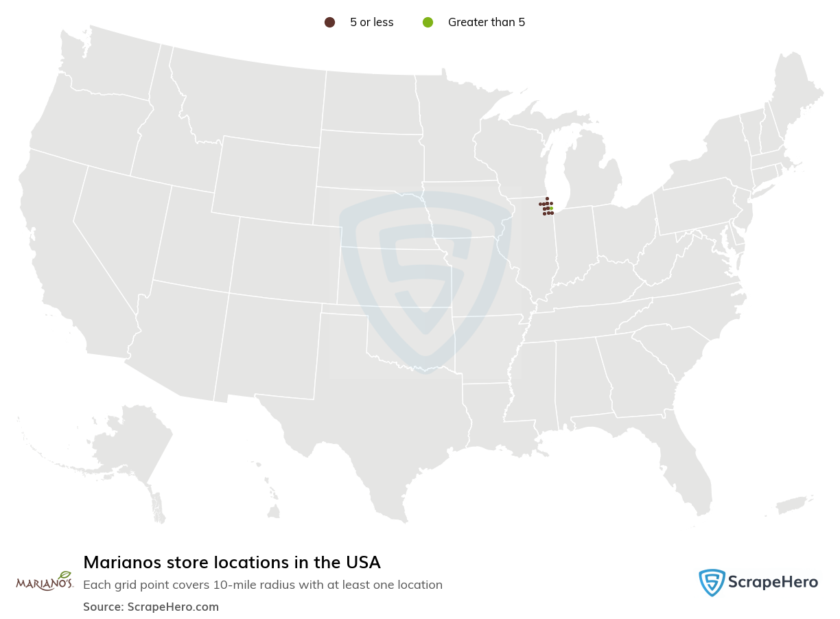 Map of Marianos stores in the United States