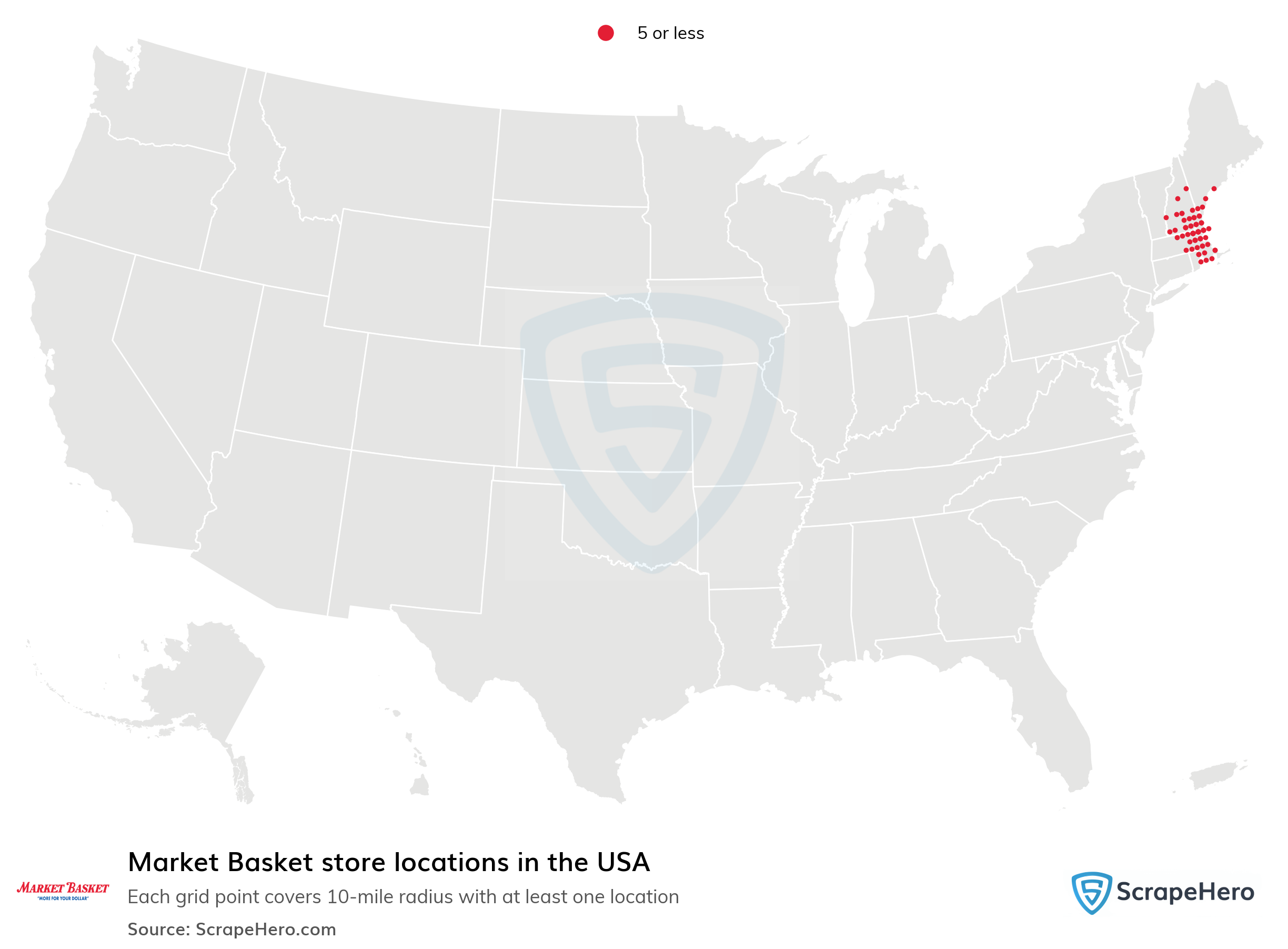 Number of Market Basket locations in the USA in 2024