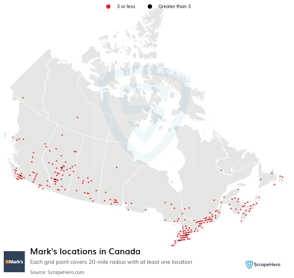 Map of  locations in Canada in 2025